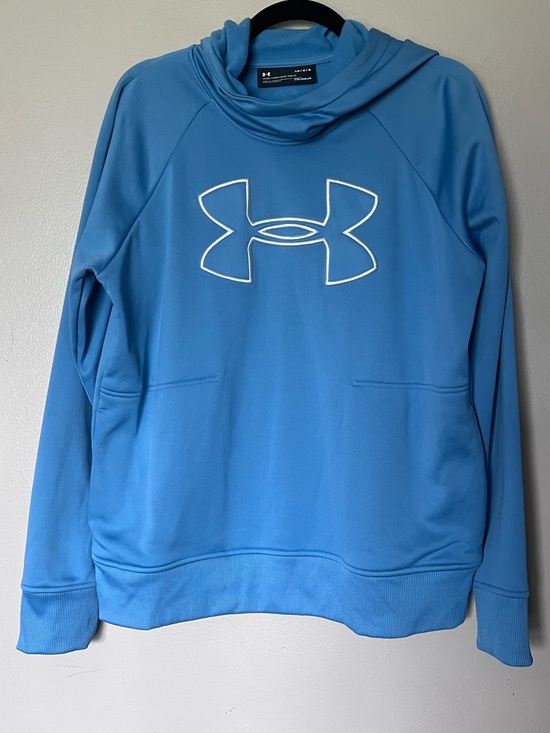 Under Armour Other - Under Armour Blue Hooded Sweatshirt with White Logo